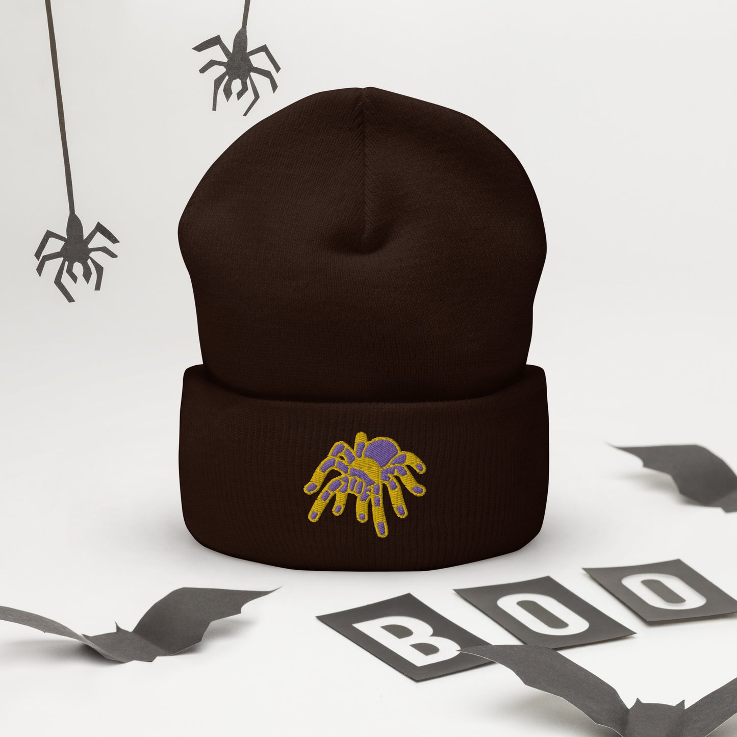 Intersex Halloween Beanie - Intersex Pride LGBTQ Halloween Spider Skull Cap- LGBTQ Embroidered Halloween Knit Hat