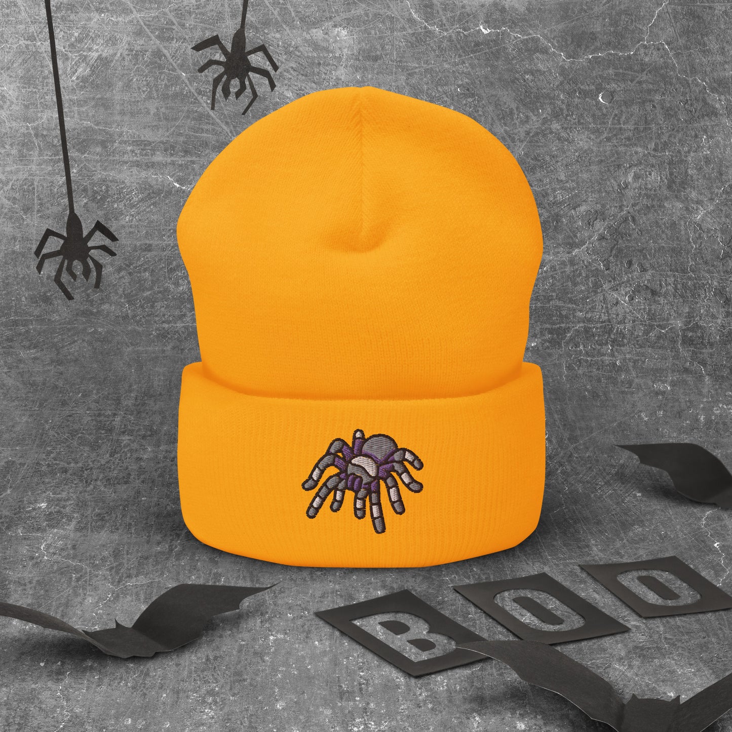 Asexual Halloween Beanie - Ace Pride LGBTQ Halloween Spider Skull Cap- LGBTQ Embroidered Halloween Knit Hat