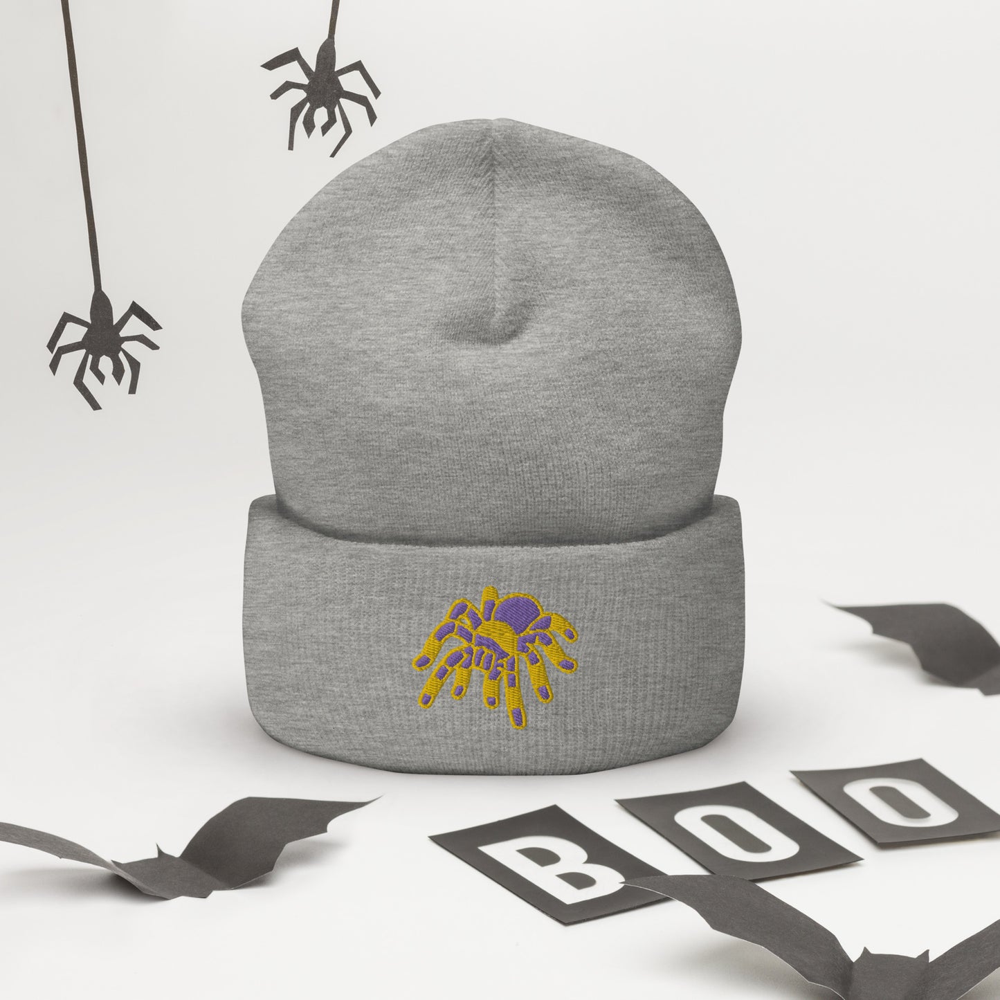 Intersex Halloween Beanie - Intersex Pride LGBTQ Halloween Spider Skull Cap- LGBTQ Embroidered Halloween Knit Hat
