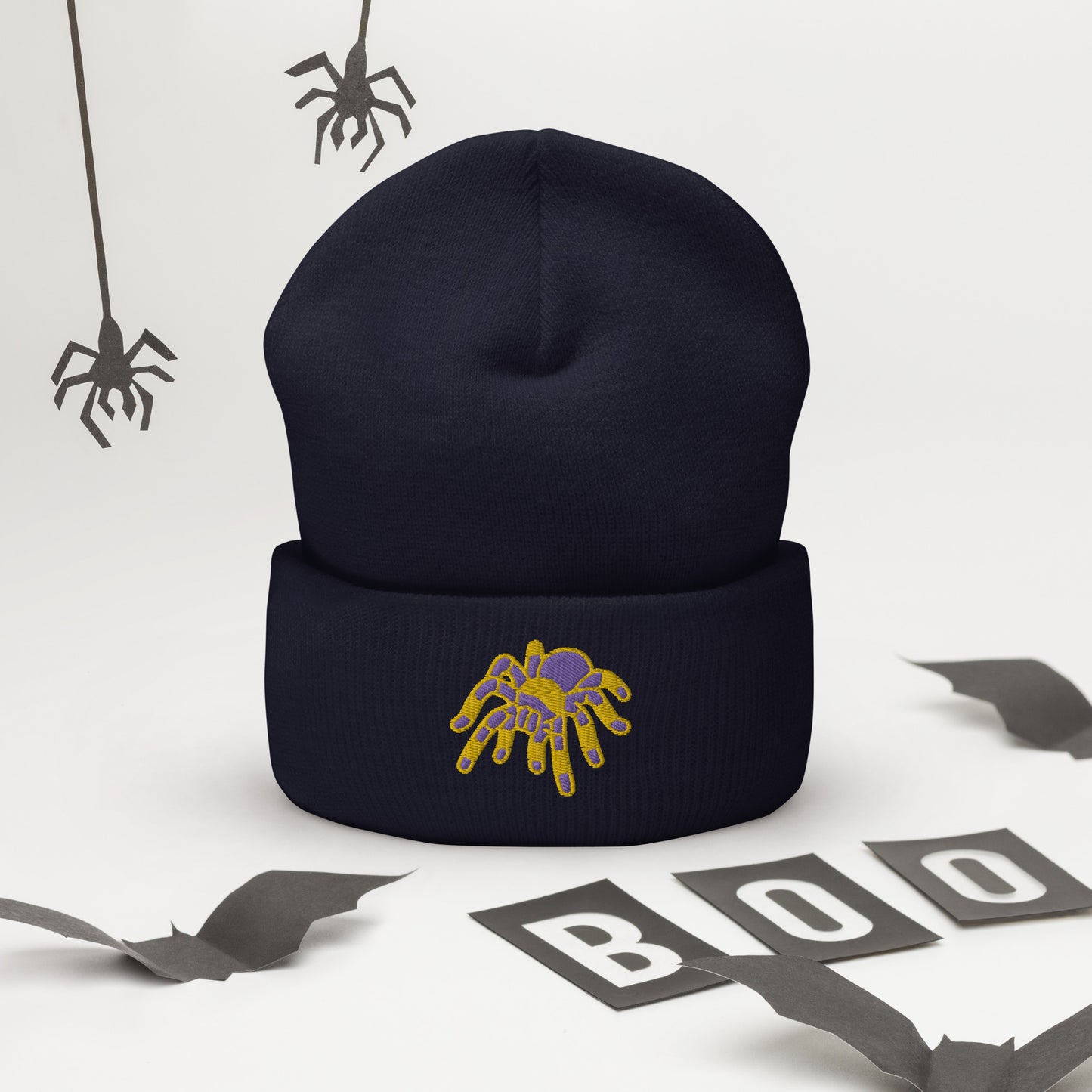 Intersex Halloween Beanie - Intersex Pride LGBTQ Halloween Spider Skull Cap- LGBTQ Embroidered Halloween Knit Hat
