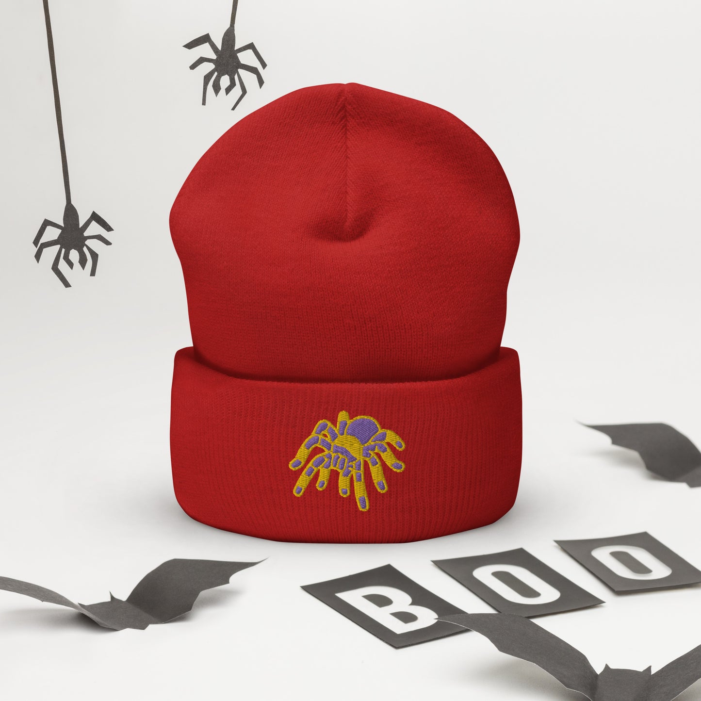Intersex Halloween Beanie - Intersex Pride LGBTQ Halloween Spider Skull Cap- LGBTQ Embroidered Halloween Knit Hat