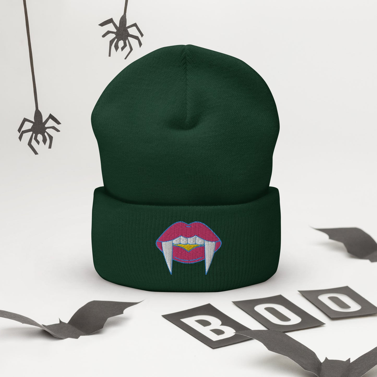 Pansexual Halloween Beanie- Pansexual Pride LGBTQ Halloween Vampire Skull Cap- Queer Embroidered Halloween Knit Hat