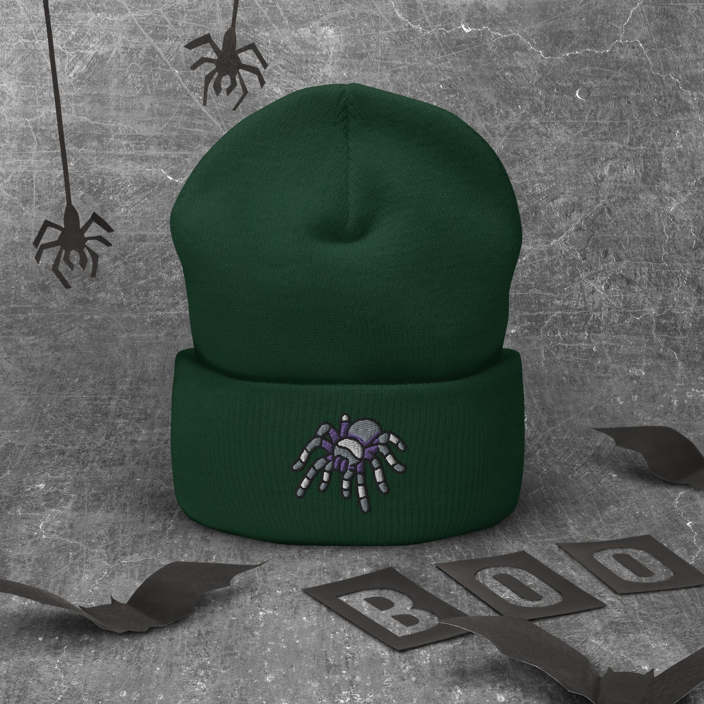 Asexual Halloween Beanie - Ace Pride LGBTQ Halloween Spider Skull Cap- LGBTQ Embroidered Halloween Knit Hat