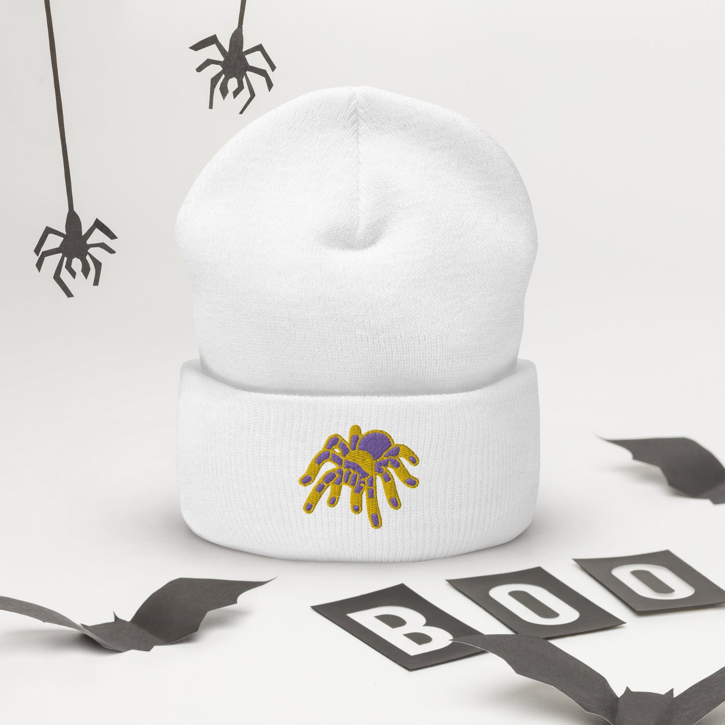 Intersex Halloween Beanie - Intersex Pride LGBTQ Halloween Spider Skull Cap- LGBTQ Embroidered Halloween Knit Hat