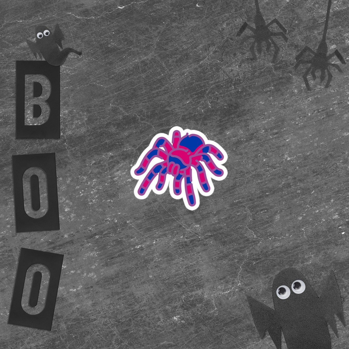 Bisexual Halloween Spider Sticker - Bisexual Pride LGBTQ Halloween Spider Vinyl Sticker