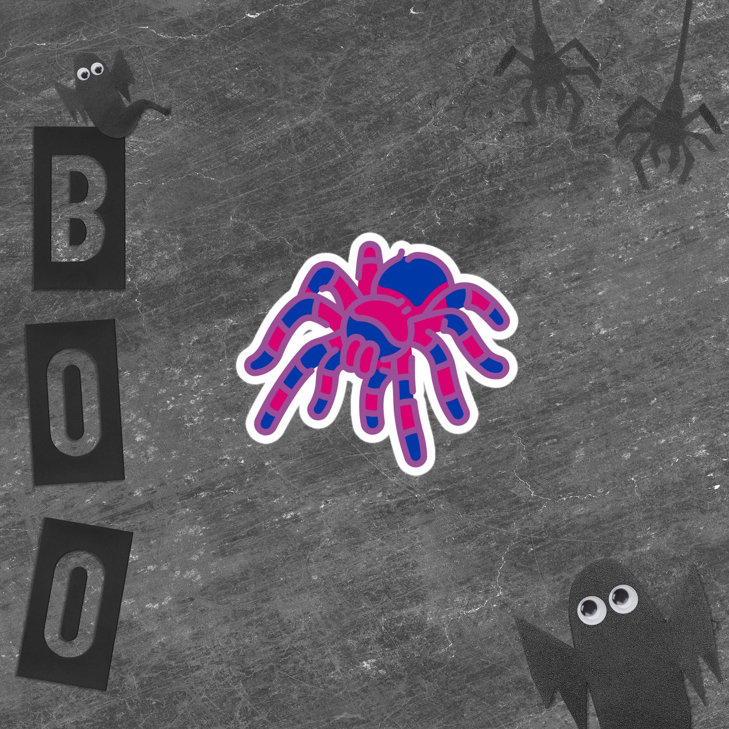 Bisexual Halloween Spider Sticker - Bisexual Pride LGBTQ Halloween Spider Vinyl Sticker