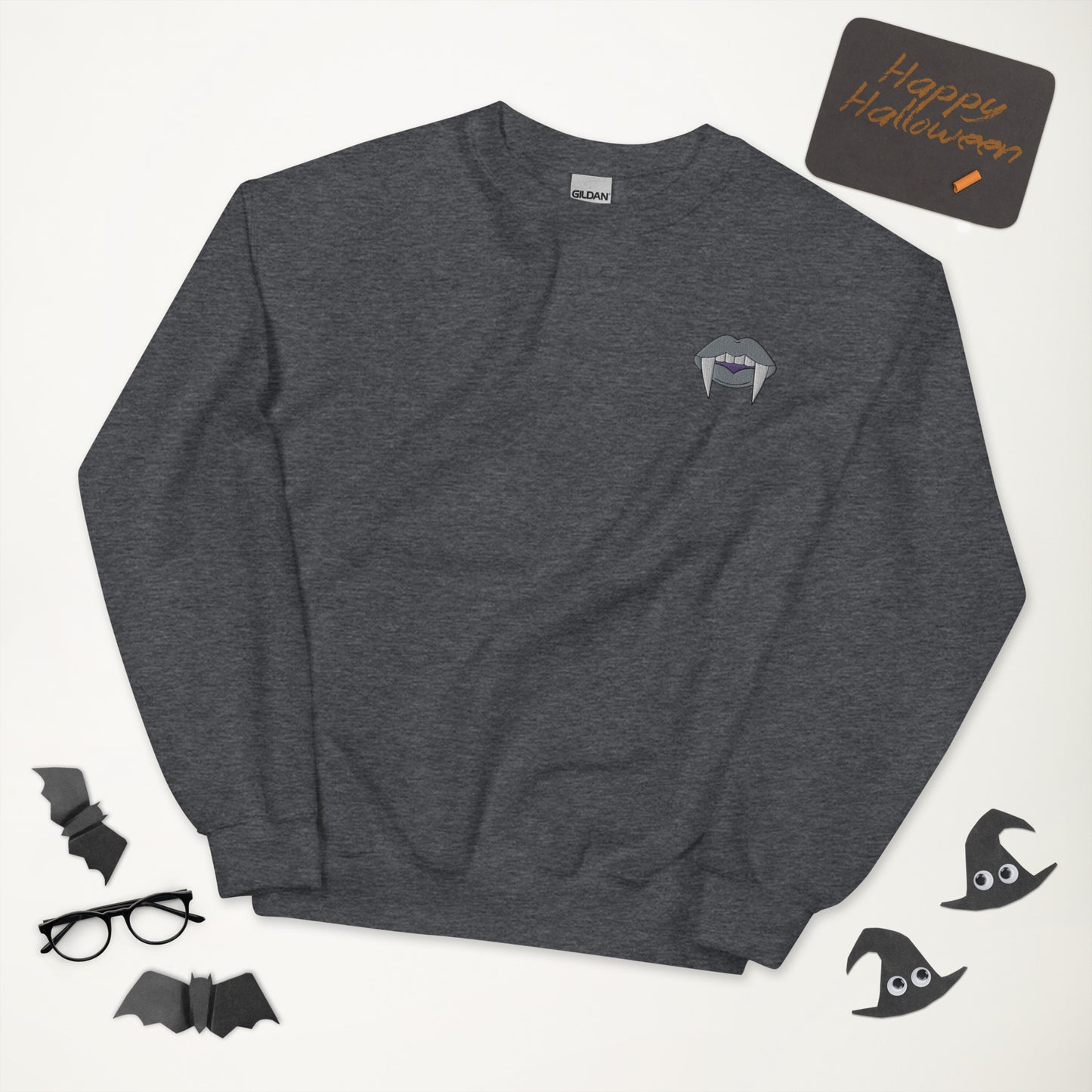Asexual Halloween Sweatshirt - Asexual Pride LGBTQ Halloween Vampire Crewneck - Queer Cozy Unisex Embroidered Clothes