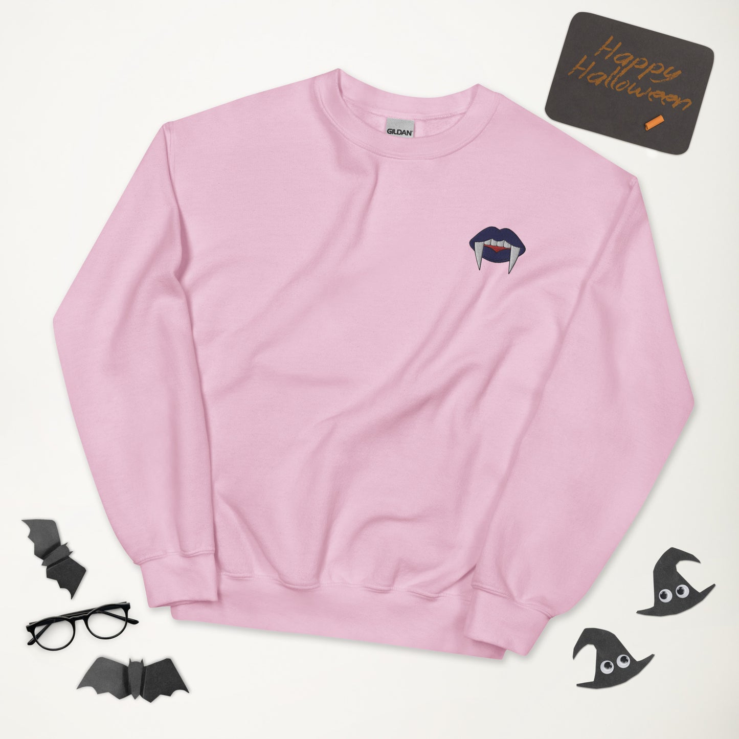 Leather Pride Halloween Sweatshirt - Leather Pride LGBTQ Halloween Vampire Crewneck - Queer Unisex Embroidered Clothes