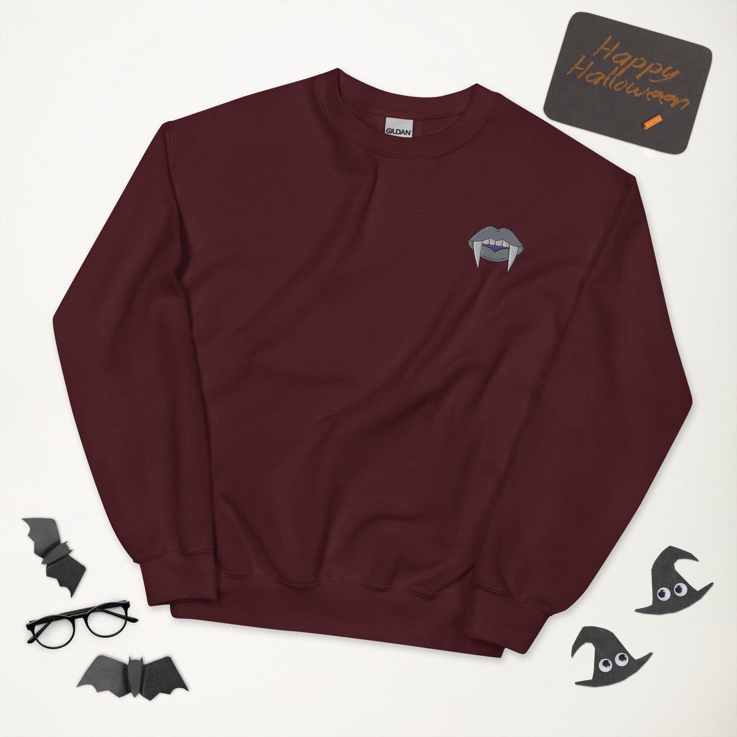 Asexual Halloween Sweatshirt - Asexual Pride LGBTQ Halloween Vampire Crewneck - Queer Cozy Unisex Embroidered Clothes