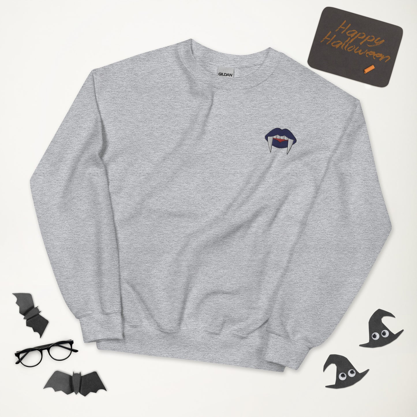 Leather Pride Halloween Sweatshirt - Leather Pride LGBTQ Halloween Vampire Crewneck - Queer Unisex Embroidered Clothes