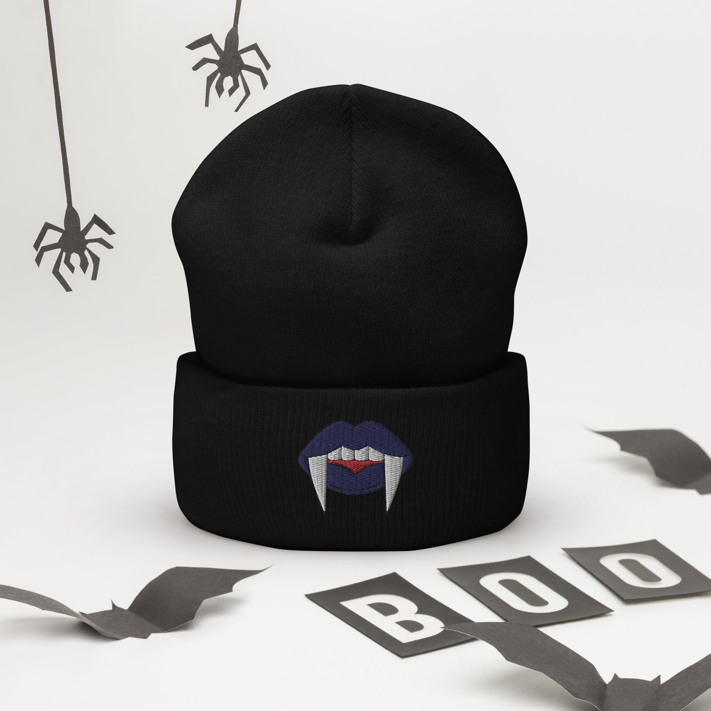 Leather Pride Halloween Beanie - Leather Pride LGBTQ Halloween Vampire Skull Cap- Queer Embroidered Halloween Knit Hat