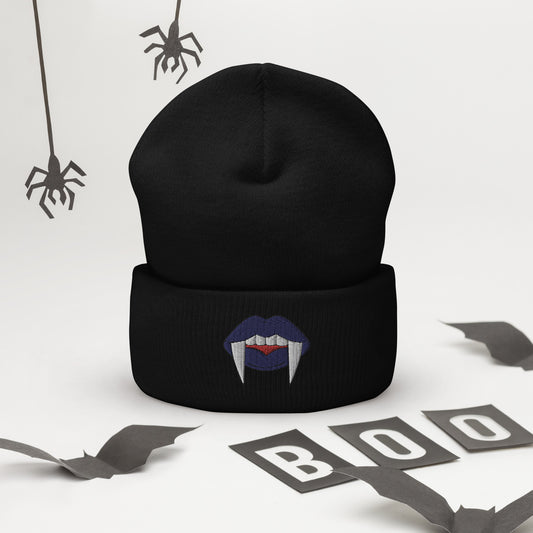 Leather Pride Halloween Beanie - Leather Pride LGBTQ Halloween Vampire Skull Cap- Queer Embroidered Halloween Knit Hat