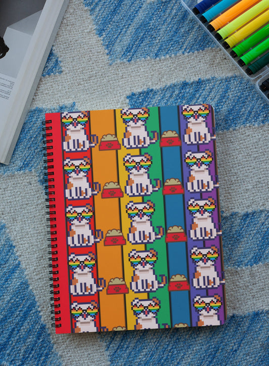 Back to School LGBTQ Dog Pixel Spiral Notebook