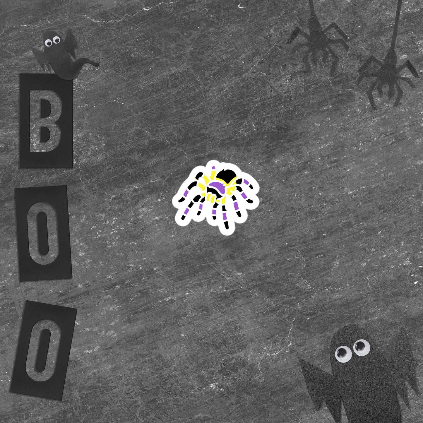 Non-binary Halloween Spider Sticker  - Nonbinary Pride LGBTQ Halloween Spider Vinyl Sticker