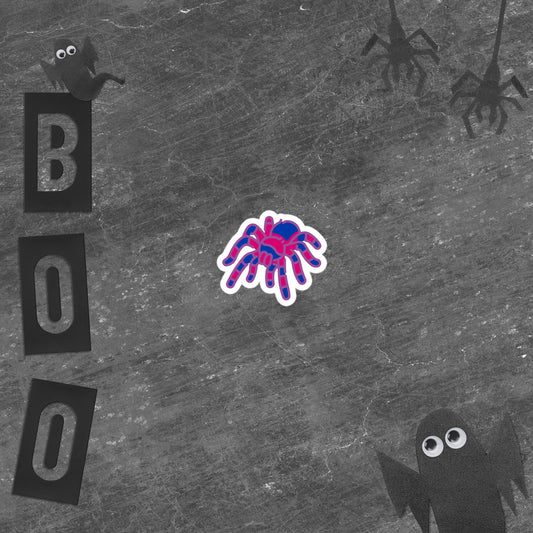 Bisexual Halloween Spider Sticker  - Bisexual Pride LGBTQ Halloween Spider Vinyl Sticker