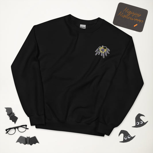 Non-binary Halloween Sweatshirt - Nonbinary Pride LGBTQ Halloween Spider Crewneck - Queer Unisex Embroidered Clothes